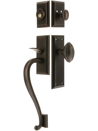 Fifth Avenue Entry Lock Set in Oil-Rubbed Bronze Finish with Eden Prairie Knob and